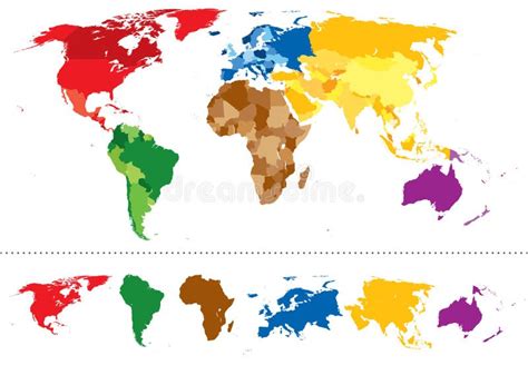 World Map With Highlighted Continents Stock Vector Illustration Of