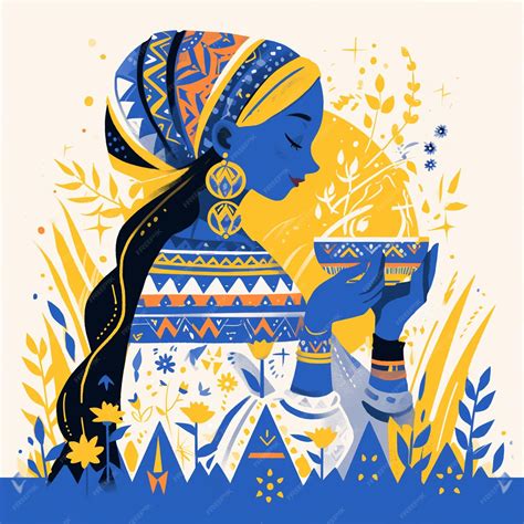 Premium Vector | Chadian Woman in Traditional Chadian Dress as a Hostess