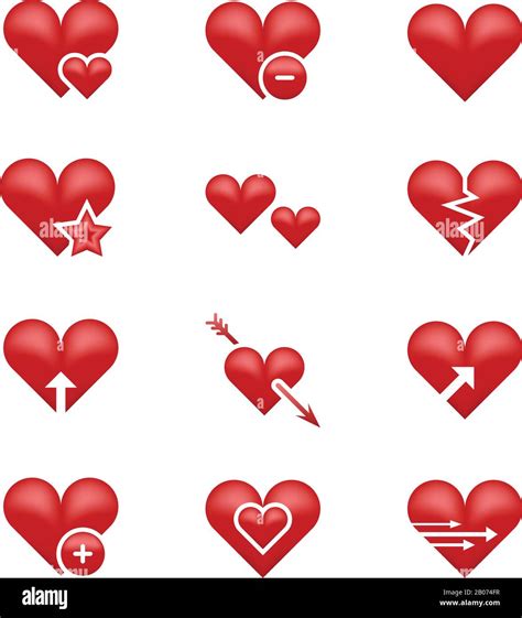 Heart Love Emoji Emoticons Vector Set Broken Heart Arrow And Star