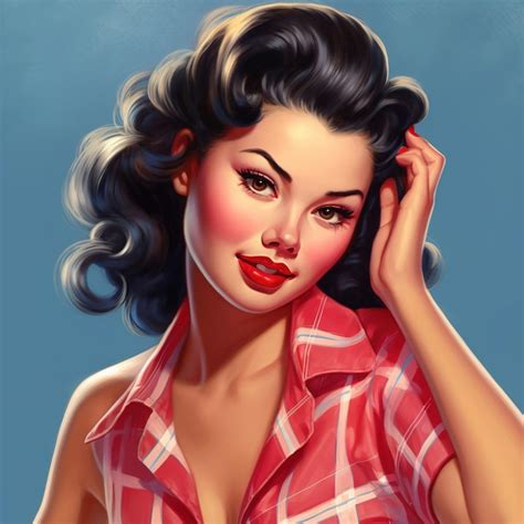 Premium Ai Image Style Retro Pin Up Girl Illustration