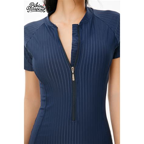 Mua Bộ đồ bơi NỮ BIKINI PASSPORT kiểu Một mảnh quần short áo tay ngắm có khóa Xanh Navy