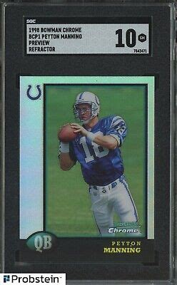 1998 Bowman Chrome Preview Refractor Peyton Manning Colts RC Rookie SGC