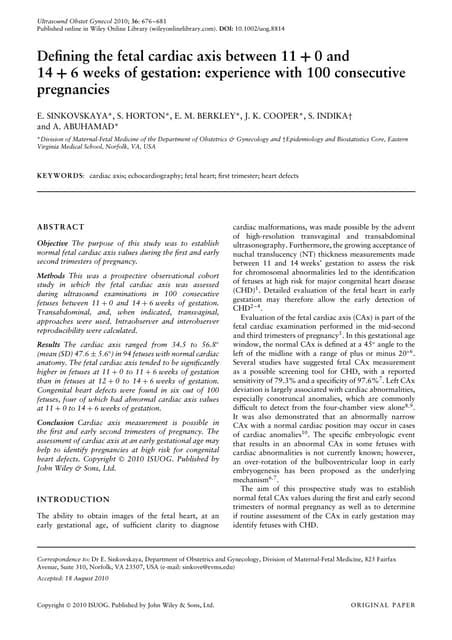 Fetal Cardiac Axis In 1st Trimester Pdf