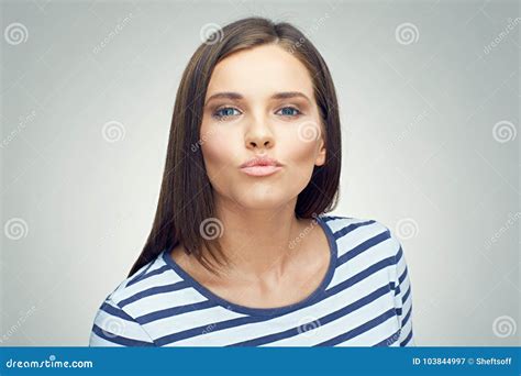 Funny Portrait Of Girl Showing Duck Lips Stock Image Image Of Green