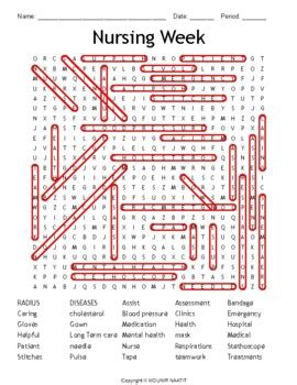 Nursing Week Word Search By Digital School Of Life Tpt