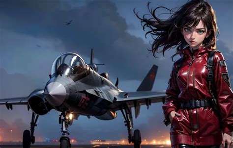 Lights Sky Girls Clouds Airplane Fantastic Hair Brunette