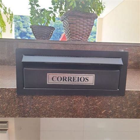 Caixa De Correio Aço Inox Preto Fosco Para Embutir Muro INOVE MIX