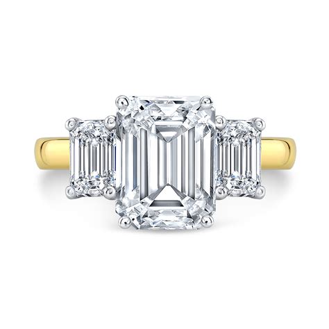 3 Stone Emerald Cut Engagement Rings