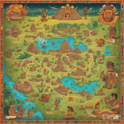 Premium AI Image | A whimsical cartoonstyle map of a Mayan culture