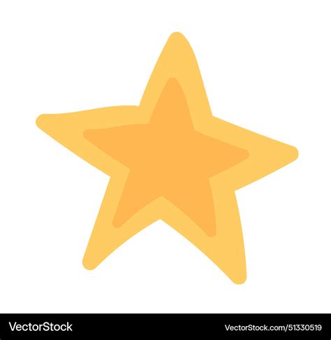 Gold Star In Flat Design Cute Shiny Yellow Symbol Vector Image