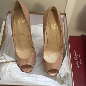 Christian Louboutin Shoes Christian Louboutin Womens Nude Patent Altareva Pumps Peep Toe