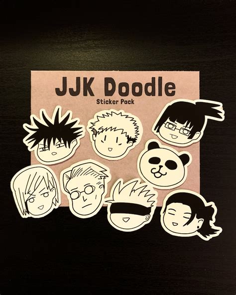 Jjk Doodles Sticker Pack 8 Anime Stickers Laptop Etsy