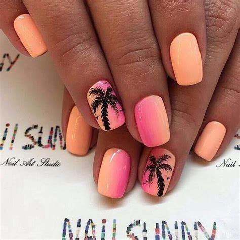 Tropical Paradise Short Nail Design Tropicalnails Palmnailart