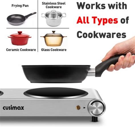 Cusimax W Electric Double Hot Plate Electric Infrared Stove Silver King Soopers