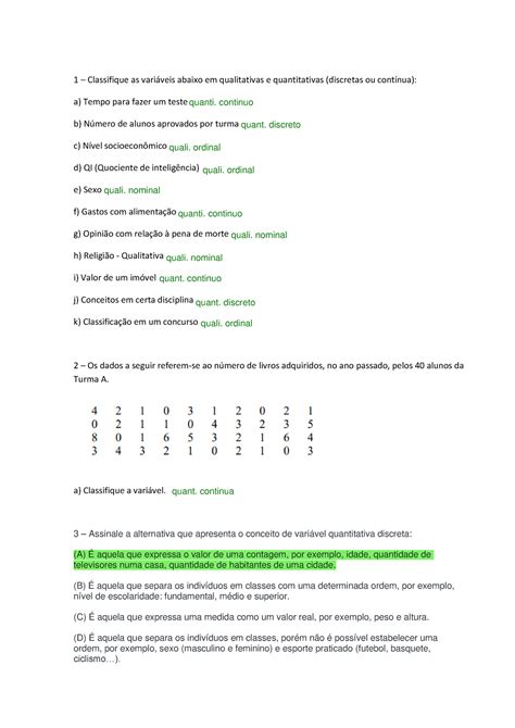 Variáveis Qualitativas E Quantitativas Exercícios Resolvidos REVOEDUCA