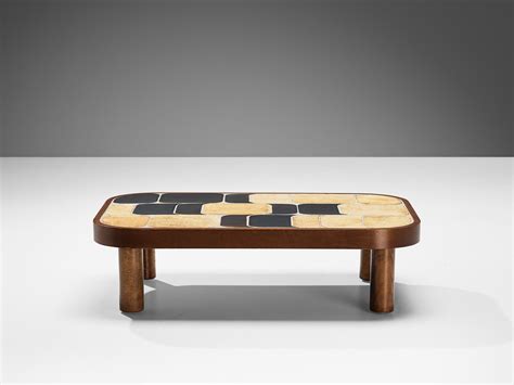 Roger Capron ‘Shogun’ Coffee Table in Ceramic and Wood For Sale at 1stDibs