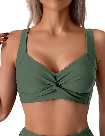 Amazon Tainehs Women S Push Up Bikini Top Twist Front V Neck Swimsuit Top Wide Shoulder