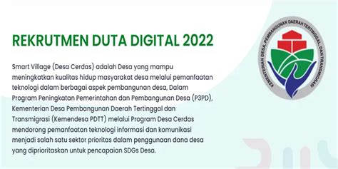 INFO Gaji Duta Digital Desa Dan Persyaratan Daftar Duta Digital 2022