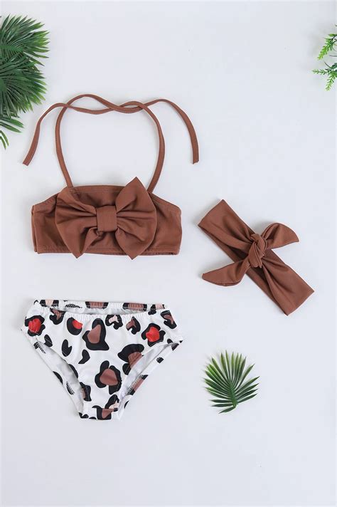 Kahve Ya Fiyonklu K Z Ocuk Mayo Bikini Tak M Tl Modamizbir Modamizbir