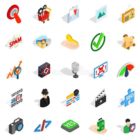 Information War Icons Set Isometric Style Stock Vector Illustration