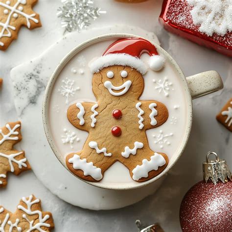 A Heartwarming Winter Scene With A Steaming Cup Of Hot Cocoa A Gingerbread Man Cookie And