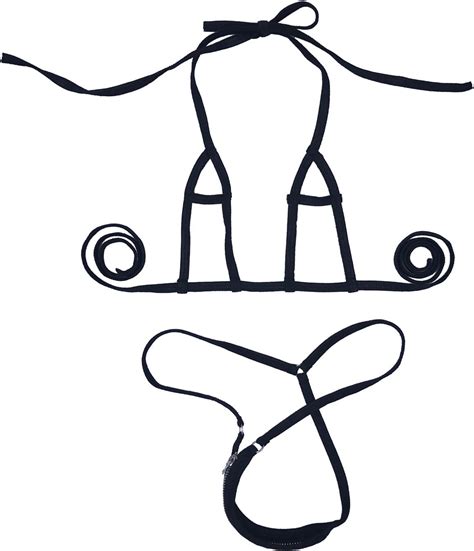 Amazon Afom Women Sexy Halterneck Hollow Mini Micro Bikini G String Zipper Bottom Set