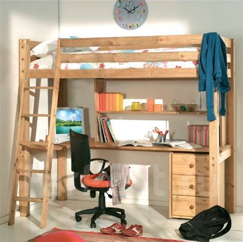 Кровать-чердак 1,5, с матрацем правая, полутороспальная, массив дерева ...