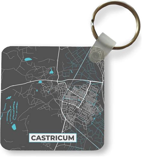 Sleutelhanger Uitdeelcadeautjes Plattegrond Castricum Grijs