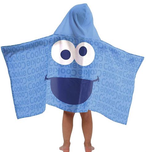 Disney Cookie Monster Kids Hooded Bath Towel Wrap -Beach Towel ...