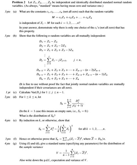 Solved Problem Let Z Z Zn Be Independent And Chegg