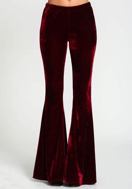 Velvet Flare Pants Burgundy Velvet Fashion Velvet Flare Pants