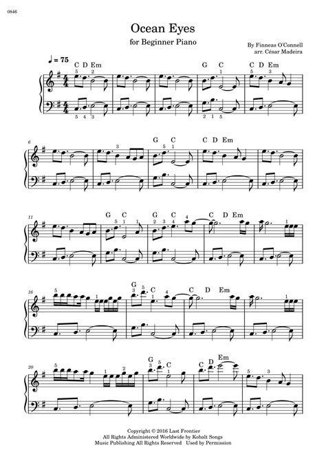 Ocean Eyes Arr C Sar Madeira By Billie Eilish Sheet Music For Easy