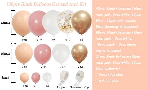 Amazon RUBFAC 130pcs Blush Balloons Garland Kit Retro Dusty Pink White Double Stuffed Nude