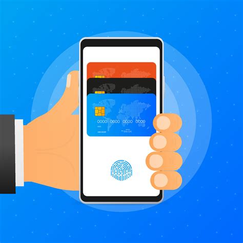 Hand Holds Phone With Contactless Payment Methods Mobile On Blue