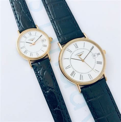 Reloj Longines Presence Juego Pareja Dorados Piel Negra Meses Sin