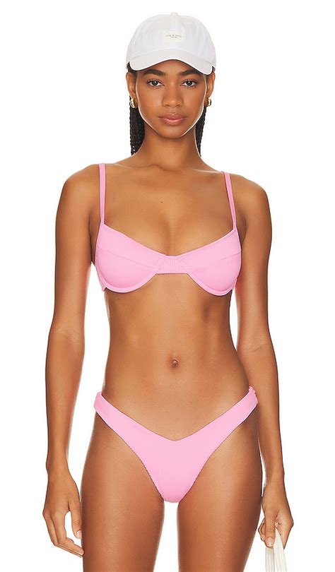 Kulani Kinis Ditzy Underwire Bikini Top In Bubblegum Pink Ribbed Revolve
