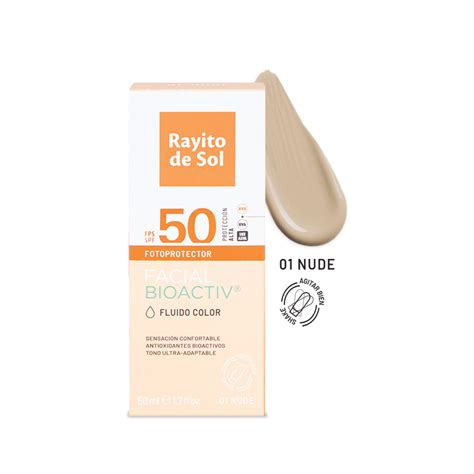 Protector Solar Facial Bioactiv Fluido Color Nude Tono Rayito De Sol