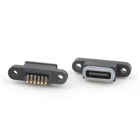 6pin Smt Type Ip68 Waterproof Usb C Type Female Connector