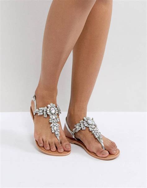 Asos Fairlight Leather Embellished Flat Sandals Asos Embellished Flats Leather Sandals Flat