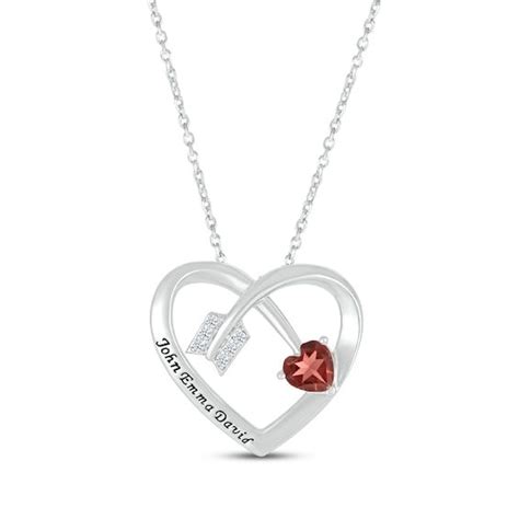 Heart Shaped Garnet Round Cut White Lab Created Sapphire Heart