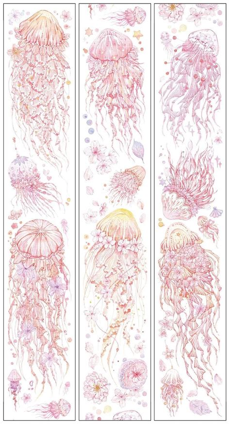 Tape Sample Sakura Jellyfish Masking Tape Extra Wide Floral Jellyfish