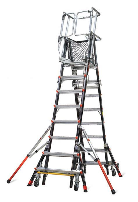 Little Giant Fiberglass Safety Cage Platform Ladder 8 To 14 Ft Ladder