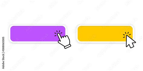 Click here button with hand or mouse cursor. Click blank button with ...