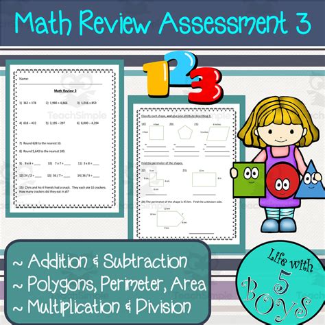 Rd Grade Math Assessment Set By Teach Simple