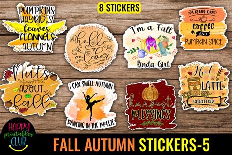 Fall Autumn Stickers Printable