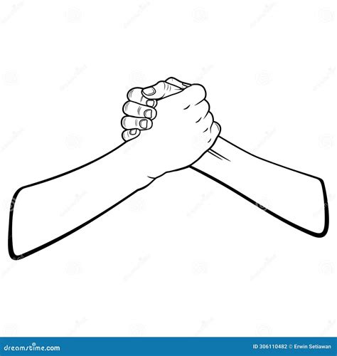 Two Hands Clenched Around Each Other Black And White Vector Stock