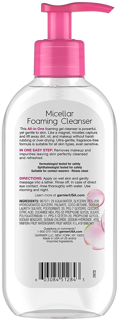 Garnier SkinActive Micellar Foaming Cleanser All in 1 Rinse Off, 6.7 fl ...