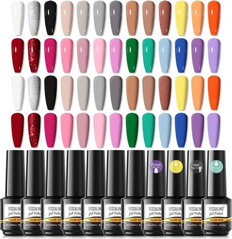 Rosalind Kleuren Gel Nagellak Set Wit Zwart Nude Rood Roze Paars Glitter Zilver Kleur Ml Uv