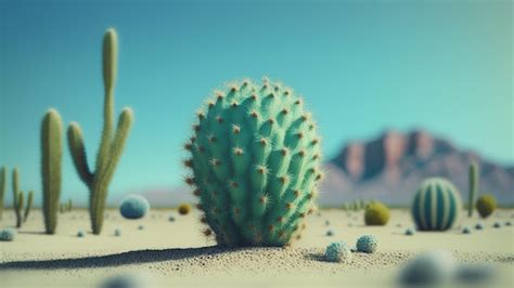 Un cactus que crece en un paisaje desértico concepto de ilustración de