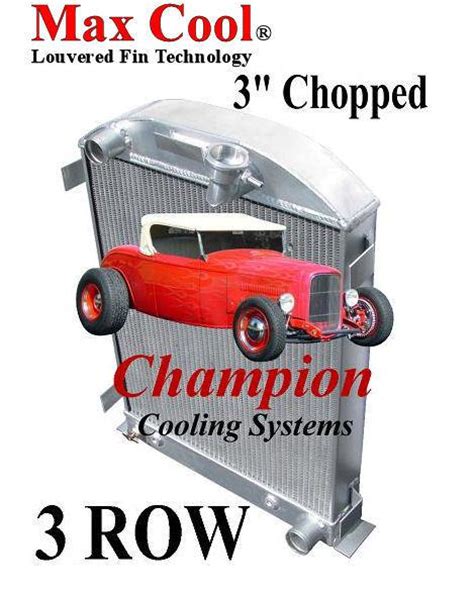 Purchase 1932 Ford 3 Chopped ALL Aluminum Radiator 3 Row Fan CC1009